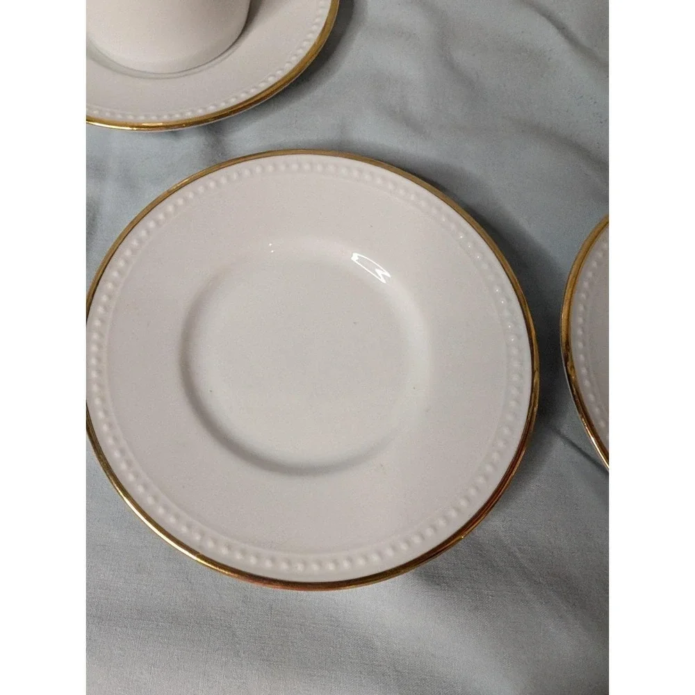 10 Strawberry Street 4 Pc Tea Cup And Saucer Set White And Gold‎